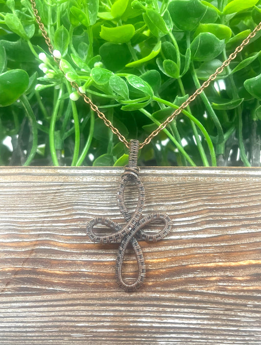 Wire Wrapped Celtic Cross Copper Pendant