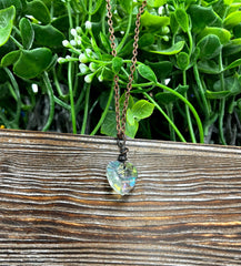 Wire Wrapped Faceted Glass Heart Crystal Pendant