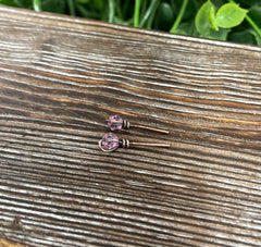 Pink Small Glass Crystal Copper Stud Earrings