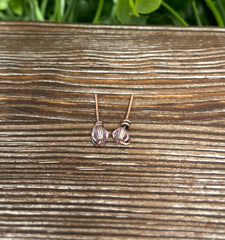 Pink Small Glass Crystal Copper Stud Earrings