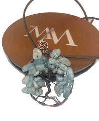 Wire Wrapped Tree of Life Pendant w/ Larimar Gemstones