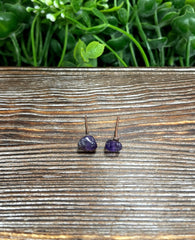 Amethyst Gemstone Chip Copper Stud Earrings