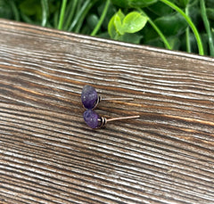 Amethyst Gemstone Chip Copper Stud Earrings