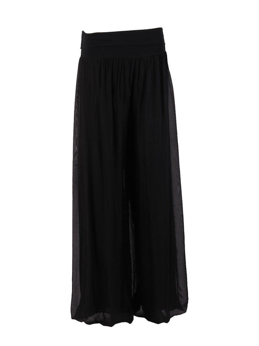 Black 'Donna" Italian Silk Palazzo Pants