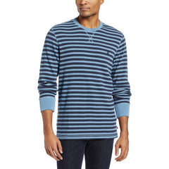 IZOD Men's Thermal Stripe Waffle Crew Neck Long Sleeve Shirt