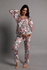 Shopymommy 5248 Jasminlong Front Button Maternity & Nursing Pajamas