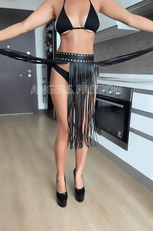 Tassel Fringe Maxi Skirt Belts