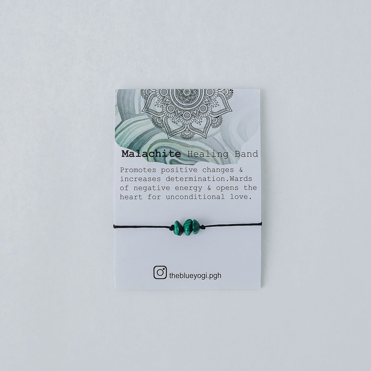 Malachite Healing Band with an Affirmation