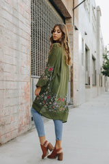 Long Floral Kimono Cardigan