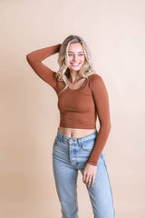 Long Sleeve Fitted Crop Top