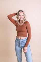 Long Sleeve Fitted Crop Top