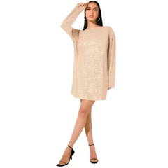 Preston & York Rosa Jewel Neck Long Blouson Sleeve Sequin Dress