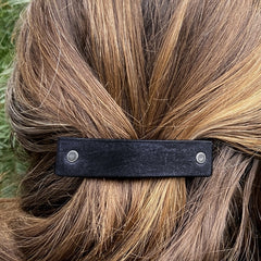 The Minimalist: Basic Black Leather Eco Barrette