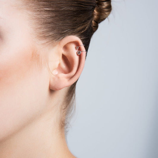 Dainty Simple Mini Bezel Ear Cuff Earrings in Silver