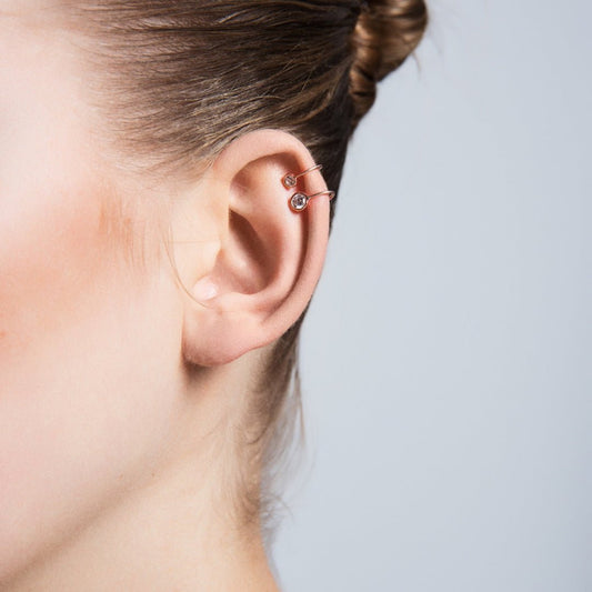 Dainty Simple Mini Bezel Ear Cuff Earrings in Silver