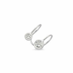 Dainty Simple Mini Bezel Ear Cuff Earrings in Silver