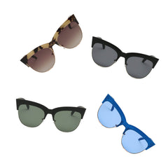 HENRIETTA | Women Half Frame Round Cat Eye Sunglasses