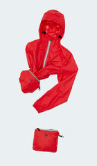 White quarter zip packable rain jacket and windbreaker