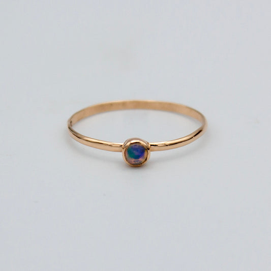 Dainty Ethiopian Opal Bezel 14k Gold Filled Ring