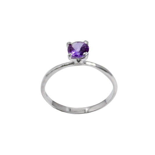 Amethyst Solitaire Sterling Silver Ring