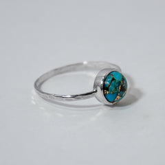 Copper Turquoise Bezel Sterling Silver Ring