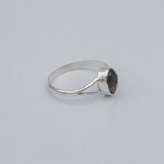 Oval Labradorite Bezel Split Shank Sterling Silver Ring