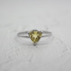 Lemon Topaz Trillion Solitaire Sterling Silver Ring