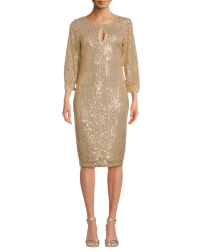 KENSIE 3/4 Sleeve Sequin Sheath Dress