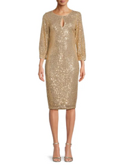 KENSIE 3/4 Sleeve Sequin Sheath Dress