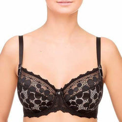 Lauma Pearly Shadow Semi Sheer Full Figure Polka Dot Lace Bra