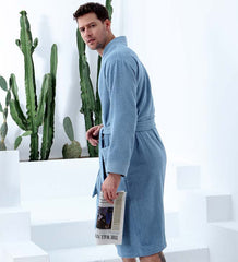 Men's Organic Turkish Cotton Terry Kimono Robe | Terry Cloth Bathrobe