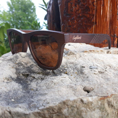 Crimson Wooden Sunglasses With Bamboo Case, Tea Polarized Lenses,