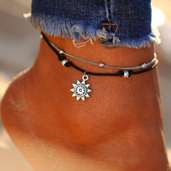 Vintage Boho Multi Layer Sun Anklet Ankle Bracelet