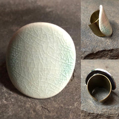 Adjustable Handmade Original Ceramic Band Statement Cocktail Ring