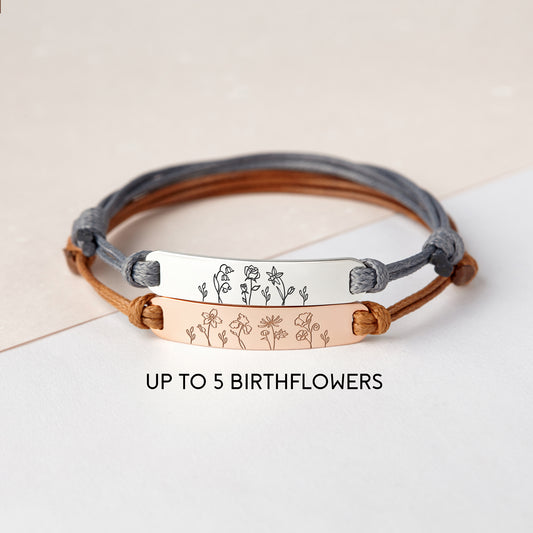 Birth Month Flower Bracelet, Bracelet For Mom, Birthflower Jewelry