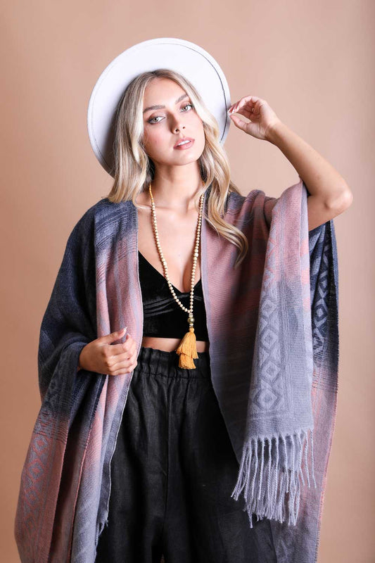 Bohemian Style Color Blend Tassel Serape