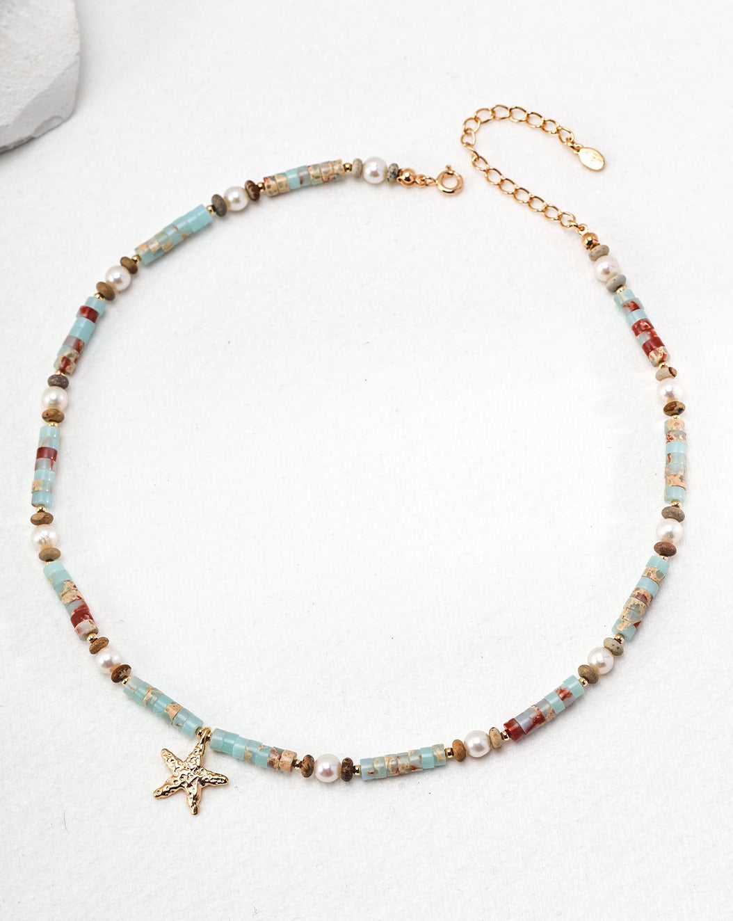 Ocean Breeze Lardetite and Natural Pearl Necklace