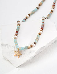 Ocean Breeze Lardetite and Natural Pearl Necklace