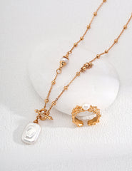 Ocean Whisper Square Pearl Pendant Necklace