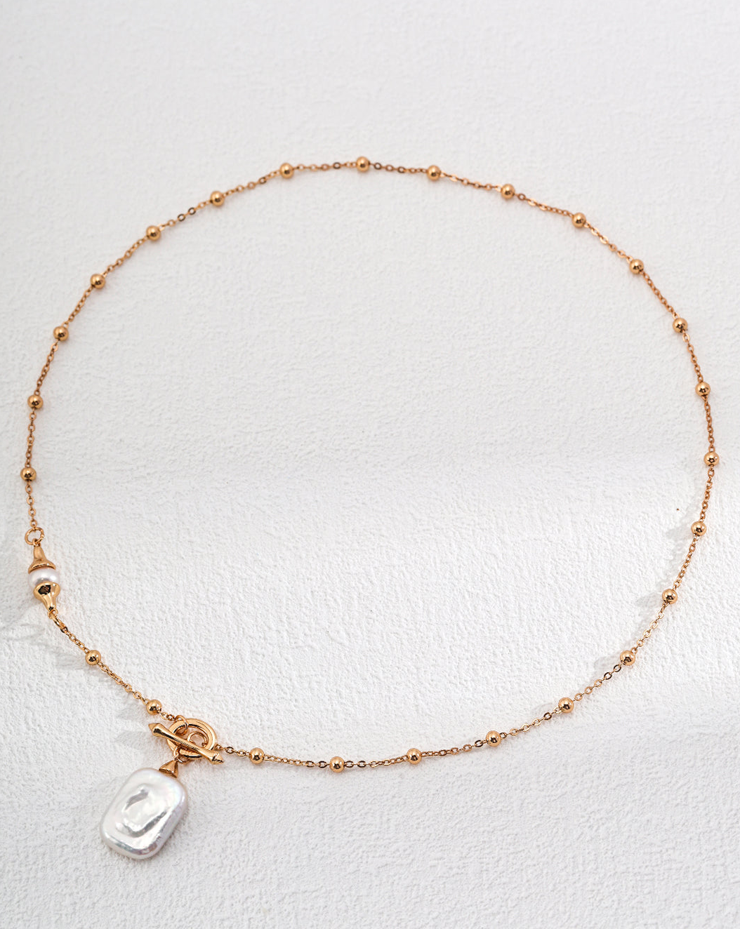 Ocean Whisper Square Pearl Pendant Necklace