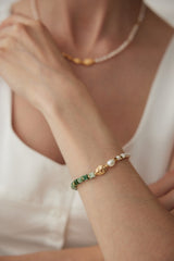 Whispering Jade Green Jade and Pearl Beaded Bracelet