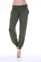 White Mark Harem Pants- Dark Green - Small